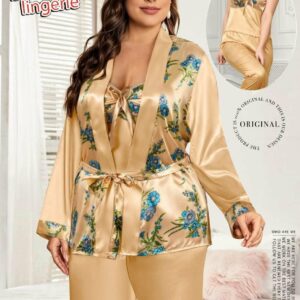 🌻🧑🎤بيجامة + روب قصير 🌻🧑🎤